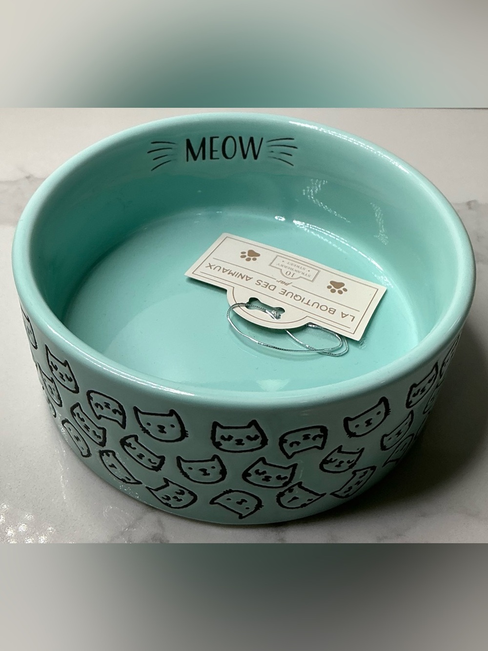 MEOW Cat Bowls 10 Strawberry Faces Pattern Ceramic Medium Water and Food Dish